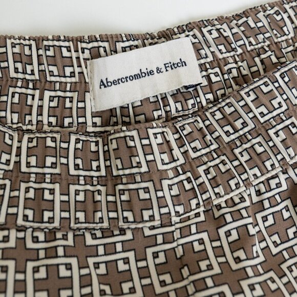 ✨ Abercrombie Fitch Satin Wide Leg Trousers Pull On Pant Brown Beige - Picture 7 of 15